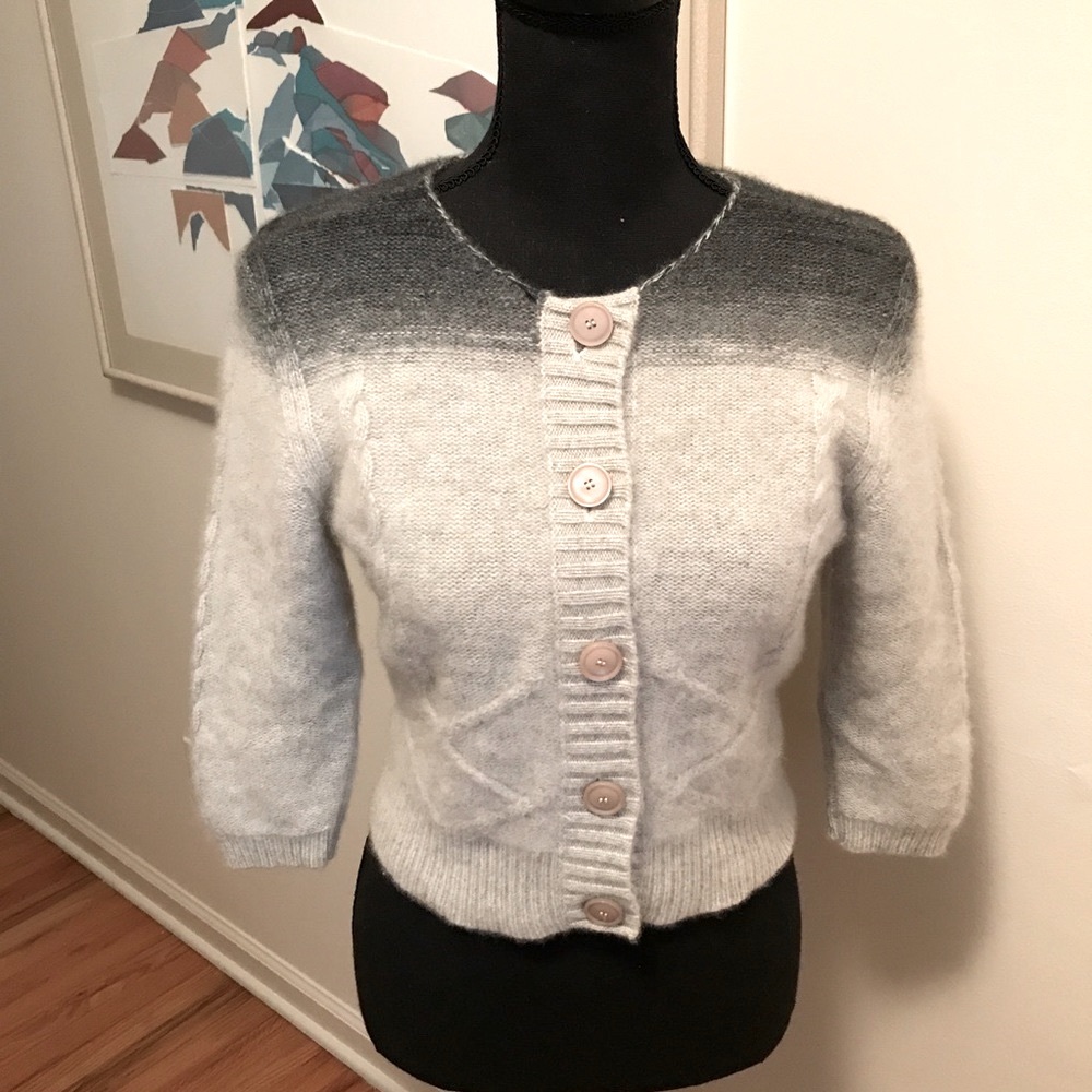Whim 100% Cashmere Ombré Cut-Off Cropped Knit Shrug/Cardigan Size S